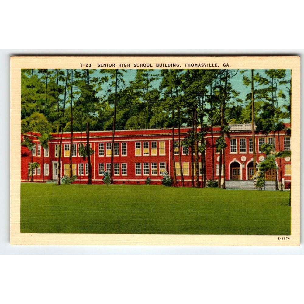 Senior High School Building Thomasville Georgia Postcard Linen Vintage Unused